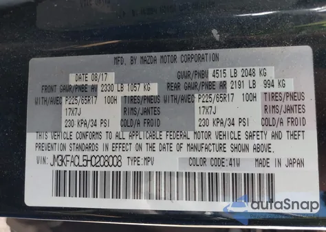 2017 Mazda Cx-5 Touring from USA, damaged, VIN JM3KFACL5H0208008